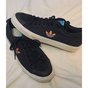 Adidas Men's Nizza‎ Classic Black with Colorful Trefoil Canvas Sneaker Size 12